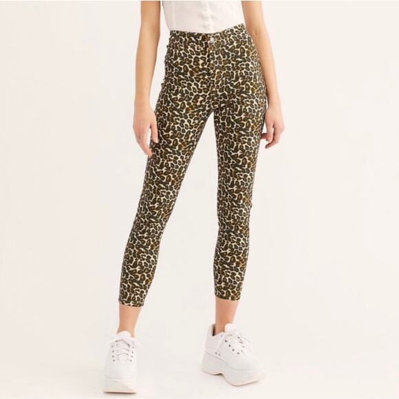 Free People Skinny Jeans Womens 25 Belle Leopard Animal Print Mob Wife Retro‎ - Picture 1 of 12